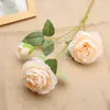 Flor artificial de peonía extranjera base de boda 3 peonías extranjeras núcleo de paquete estilo europeo flor de guía para camino de boda rosa occidental material