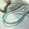 Hielo Músculo Hueso Jade Persa Piedra Natural Collar de Cuentas Menta Mambo Tono Fresco Golpeando Blanco Solapado Cadena Clavicular
