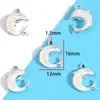 Liga Estilo Misto Incrustado com Diamante de Resina Branca Estrela e Lua Pingente DIY Colar Pulseira Acessório Pingente W537