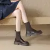 ¡Devuelve el nuevo estilo! Botas calcetín elásticas de punto de suela gruesa estilo británico estilo extranjero para mujer botines retro de punta redonda botines Martin moda