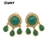 Pendientes Cortos Exquisitos para Mujer Me120 Estilo Palacio Chino Borla de Piedras Preciosas Coloridas Diseño de Piedra Gota de Agua