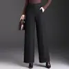 Pantalones Rectos de Lana de Pierna Ancha de Moda para Mujer 2026 Otoño/Invierno Nuevos de Cintura Alta Adelgazantes Largos con Caída Casual para el Trabajo