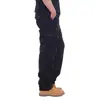 Pantalones de Trabajo Casuales de Algodón para Hombre con Cintura Elástica, Talla Grande, Multibolsillos, Corte Holgado, Pantalones Largos para Obra