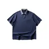 Camisa Polo de Verão Nanxia Estilo Japonês com Retalhos Xadrez de Manga Curta para Homens, Top Casual Unisex Solto Vintage Old Money