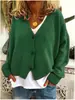 Cardigan de Tricô Cruzado Europeu e Americano 2025 Roupas Femininas Ebay Amazon Wish Outono e Inverno Torcido Casual Solto Cor Pura para Mulheres