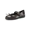 Sapatos Casuais Mary Jane Mais Confortáveis e Esportivos de Couro com Laço e Fivela de Rebite Primavera 2026 Bico Redondo de Couro Genuíno para Mulheres
