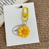 Lindo Llavero Colgante de Girasol Escarchado de Colores, Accesorio de Llavero de Crisantemo Fresco, Decoración para Bolso