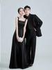 Vestido de Noche Sencillo de Satén Coreano Estilo Hepburn Estilo de Banquete Estudio Fotográfico Tema Foto de Pareja Luz Vestido de Boda