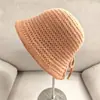 Chapéu Bucket Xadrez Estilo Coreano Feito à Mão com Laço nas Costas Fenda Afina o Rosto Versátil Quente Cobertura Facial Tendência Outono/Inverno Chapéu Bucket