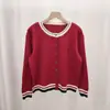 Chamarra Suéter Botones Cuello Redondo Estilo Casual Versátil Estilo Universitario Bloque de Color Rayado Tejido Suave Guangzhou Shisanxing
