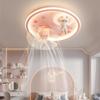 Ventilador de cabeza móvil LED con luz de techo con protección ocular de espectro completo para dormitorio infantil con astronauta de dibujos animados y voz inteligente sin conexión