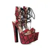 Talla 34-46 Sandalias Romanas de Una Tira para Mujer de Verano Estampado de Leopardo Tacón Ultra Alto con Cordones Sandalias para Mujer Zapatos de Talla Extra Transfronterizos