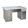 Mesa de Escritório para Computador em Aço Inoxidável 304 Oficina Sem Poeira com Gaveta Mesa de Escrita Tampo Retangular Mesa Individual
