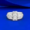 Joyería Mujing 2025 Nuevo Anillo de Plata S925 Oval de 5*7 Huevo de Paloma de Un Quilate con Incrustaciones Pesadas Estilo Dinero Antiguo