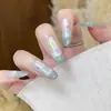Uñas Portátiles Hechas a Mano con un Toque de Lujo, Soñadoras y Femeninas, Nuevos Parches para Uñas Estrella con Brillo Fino Plateado Gris, Piezas de Uñas Portátiles
