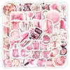 60 calcomanías cosméticas rosas decoración de corazón de niña rosa calcomanías de película cortada impermeable para graffiti teléfono móvil patineta gabinete