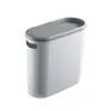 Cubo de Basura Ovalado de Estilo Japonés con Tapa Tipo Presión, Almacenamiento, Cesta de Papel, Cubo Doméstico, Cubo de Plástico para Espacios Pequeños