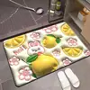 Alfombrilla de Baño de Tierra de Diatomeas Secado Rápido Estereoscópica 3D Absorbente Antideslizante Felpudo para Puerta de Inodoro Dibujos Animados