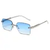 Nuevas Gafas de Sol de Moda con Patillas de Cadena, Gafas de Sol Retro de Montura Grande, Gafas de Sol Casuales de Alta Gama Sin Montura con Bordes Cortados