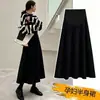Falda midi de maternidad 2026 nueva falda de cintura alta talla grande falda línea A para embarazo otoño e invierno falda de longitud media con soporte para el vientre