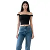 Top de Tirante Único Retorcido Blanco y Negro Simple Elegante Verano Sexy Espalda Hermosa Aspecto Adelgazante Chaleco para Mujer