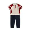 Roupas de Aula para Alunos do Ensino Fundamental Roupas de Verão Traje Esportivo de Manga Curta Uniforme Escolar de Formatura Estilo Colégio Britânico Infantil Uniforme de Jardim de Infância