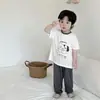 Conjunto de Verano para Niños y Niñas Antibacterial Transpirable de Seda de Hielo Manga Corta Delgado Traje de Aire Acondicionado Pantalón de Nueve Puntos Ropa Infantil Dos Piezas