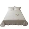 Colcha Acolchada de Algodón Lavado con Arena Estilo Coreano Juego de Tres Piezas Sábana de Cama Engrosada Antideslizante de Algodón Puro Colchoneta de Cama Tatami Almohadilla Delgada Pieza Única