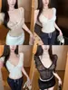 5251 # Top de encaje puro y seductor de manga corta ajustado para mujer con tirantes, espalda descubierta, diseño calado y copas incorporadas, adecuado para chicas atrevidas para usar como camiseta de verano