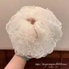 Elástico de encaje con perlas de temperamento elegante, malla plisada en la parte posterior de la cabeza, suave para el cabello de hada en la parte posterior de la cabeza