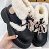 Botas de Neve para Mulheres 2022 Inverno Novo Solado Grosso Forrado com Lã Quente Lã de Cordeiro Branca Botas Versátil e Fofa Botas Curtas