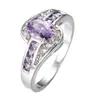 Anillo de Platino Morado Ovalado + Diamante Blanco Pequeño, Microincrustado con Circonita, Personalidad, Versátil, Elegante - Deseo Transfronterizo