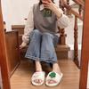2024 Feminino Casual Outer Wear Flat Bottom Open Toe Light Natal Desenho Bonito Mao Mao Chinelos Feminino Outer Wear