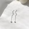 Piercings de Orelha Prata S925 Onda Bola com Design Único, Joias Minimalistas de Prata para Mulheres, Piercings de Orelha Onda Prata Pura 925