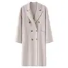 Novo casaco de lã dupla face espesso estilo coreano slim fit solto de abotoamento duplo para mulheres, casaco longo de lã