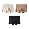 Huajielong Textura de Algodão Cor Sólida Roupa Íntima Masculina Atacado Cintura Média Masculina Tamanho Grande Respirável Boxer Brief Masculino Pode Fazer Dropshipping