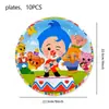 Payaso Transfronterizo Plim Plim Decoración de Fiesta de Cumpleaños para Niños Platos de Papel Desechables Vasos de Papel Manteles Suministros para Fiestas