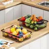 Prateleira de armazenamento de cozinha de camada dupla, cesta de frutas, prateleira de armazenamento doméstico, cesta para sala de estar, organizador de lanches de bancada destacável, atacado