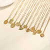 Joias Estilo Europeu e Americano Acessórios Pingente de Ouro Colar, Colar com Pingente de Flor Coração Sol de Aço Inoxidável Versátil da Moda