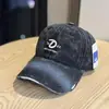 Gorra de Béisbol con Bordado de Letras Tie-Dye de Diseño de Nicho Estilo Americano para Mujeres, Gorra Versátil de Pico de Pato Desgastada de Moda Sombrero de Sol para Hombres