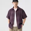 Camisa de manga corta para hombre, estilo retro americano, teñido anudado degradado, seda helada y lino, tendencia de verano, informal relajado, holgada