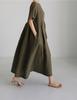 Tamanho grande solto de algodão e vestido de linho bf gola rolê crewneck over-the-knee vestido longo elegante estilo universitário mori menina estilo camisa base moda