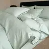 Conjunto de quatro peças de algodão puro jacquard de algodão lavado com borda de concha capa de edredom de algodão puro lençol de cama saia de cama roupa de cama de alto padrão para quarto principal