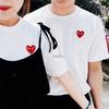 Jogue Ami de Verão Bolinhas Mosaico Coração Empilhado Coração Vermelho Amor Unissex Casal Manga Curta Camiseta Casual Versátil