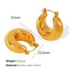 Brinco de argola cilíndrico oco espesso de aço titânio simples europeu e americano feminino aço titânio banhado a ouro 18K sólido liso joia para orelha