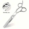 1 tijeras de barbero profesionales wingsbro6.0 plateadas para entresacar, mango ergonómico para diestros, usadas para peinar y tratamiento de entresacado, herramienta profesional de peluquería.
