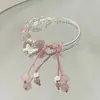 Novo Pulseira Rosa Imitação Cristal Morango Estilo Chinês com Contas de Trava de Segurança, Meio Pulseira, Tendência de Joias de Alto Padrão de Nicho Estilo Nacional