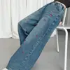 Jeans Versátiles de Primavera y Otoño para Niñas, Pantalones Anchos Holgados para Niñas de Secundaria, Pantalones Largos Casuales con Cintura Elástica para Niños Mayores