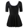 Traje de baño de una pieza estilo xiaoxiang de fábrica de origen, para mujer, estilo japonés y coreano, de media manga, sin espalda, falda sexy, traje de baño de aguas termales, bikini