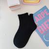 Calcetines de Encaje para Mujer, Primavera y Verano, Calcetines de Media Caña de Color Sólido, Dulce Estilo Japonés, Calcetines Lolita Jk con Volantes, Algodón Puro, Estilo Jk Fresco